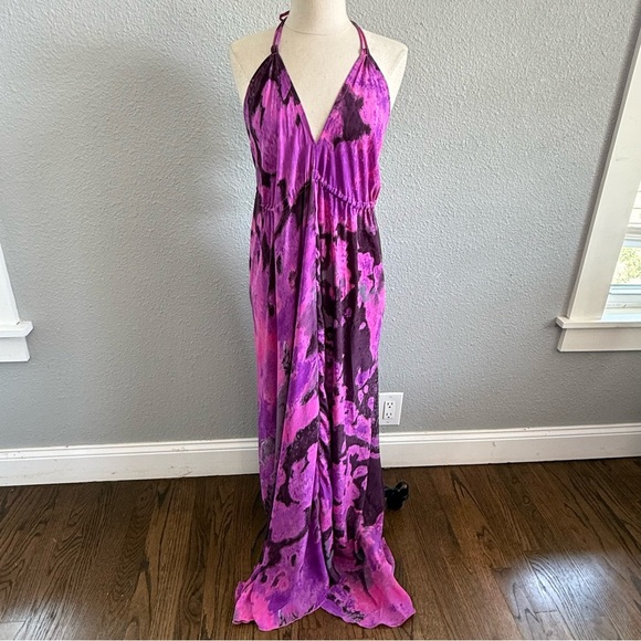 Sun+Soul Silk Blend Halter Tie Dye Dress One Size Flowy - Picture 1 of 8